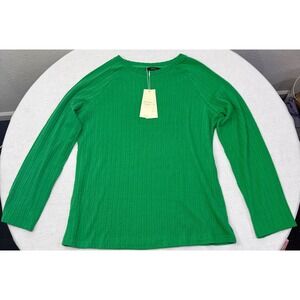 Dokotoo Womens XL Green Cable Knit Raglan Long Sleeve Crew Neck Stretchy Top NWT